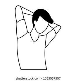 faceless man resting pose in black and white