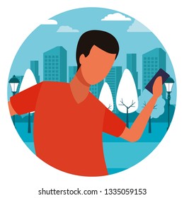 faceless man smartphone