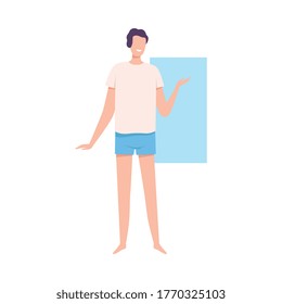 Hombre sin rostro en ropa interior, forma de cuerpo de rectángulo masculino Ilustración vectorial de estilo plano