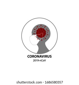 Faceless man (upper body) wearing a mask vector illustration icon / Coronavirus (influenza hay fever etc.) prevention.