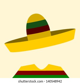 faceless man wearing mexican sombrero