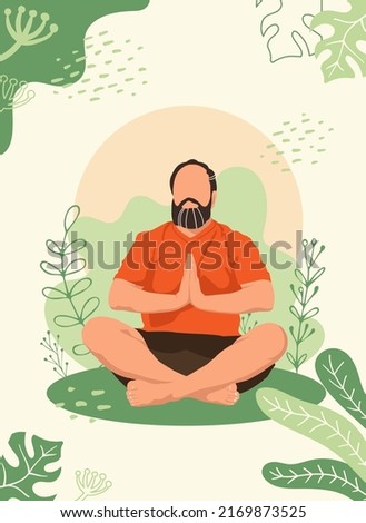 Similar – Image, Stock Photo Faceless man in lotus posture during rehabilitation session