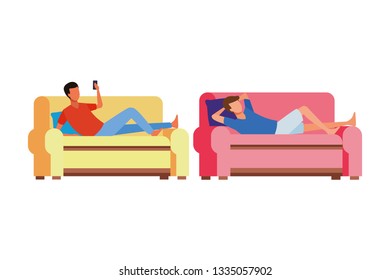 faceless men relax living room