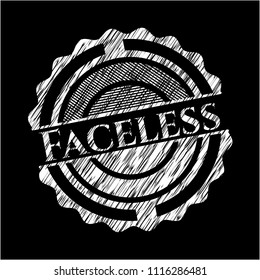 Faceless on blackboard