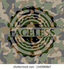 Faceless on camouflage texture