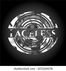 Faceless on grey camo texture