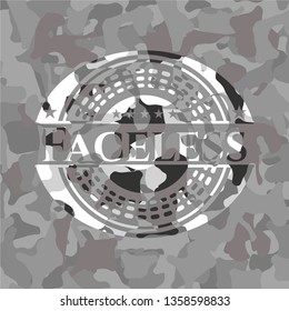 Faceless on grey camouflage pattern