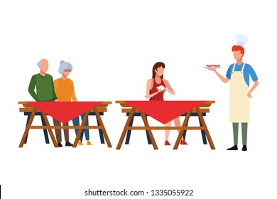 faceless people barbecue table