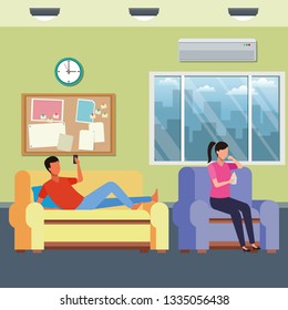 faceless people relax and read living room