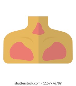 
Faceless person having phlegm over his chest, chest infection icon vector 
