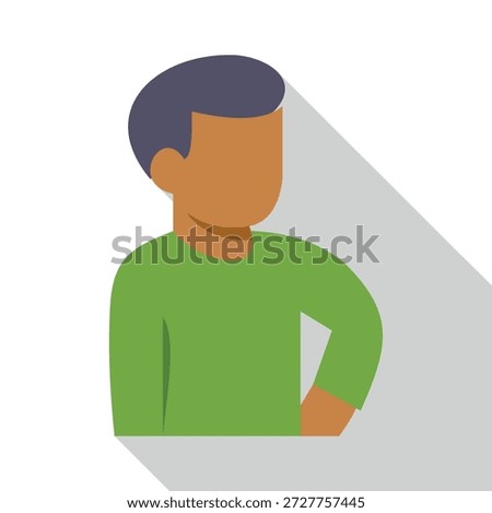 Faceless person icon in flat design with long shadow