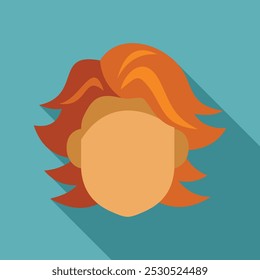 Faceless person icon showing red hair in modern flat design style with long shadow