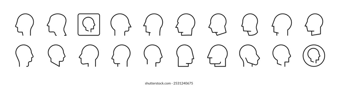Faceless Person Profile Line Icon Collection. Editable Stroke. Minimalistic Linear Pictogram for Design of Cards, Apps, Banners, Posts