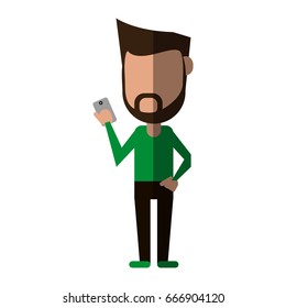 faceless person using smartphone icon image 