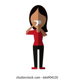 faceless person using smartphone icon image 