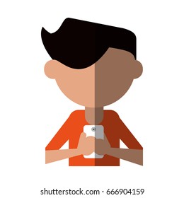 faceless person using smartphone icon image 