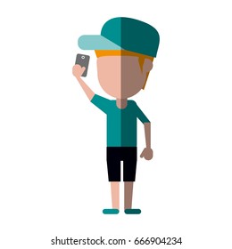 faceless person using smartphone icon image 