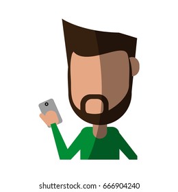 faceless person using smartphone icon image 