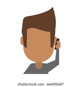 faceless person using smartphone icon image 