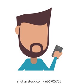 faceless person using smartphone icon image 