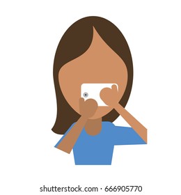 faceless person using smartphone icon image 
