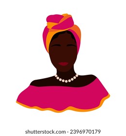 Faceless portrait of Afro Cuban woman. Isolated flat vector illustration. Use for postcards,travel blogs, stickers, prints,advertisement