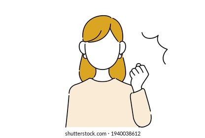 Faceless pose illustration, career woman's upper body, guts pose