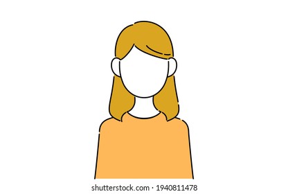 Faceless pose illustration, female student's upper body,