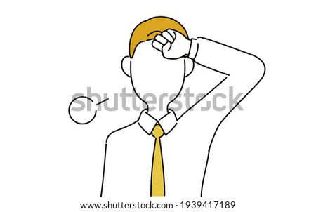 Faceless pose illustration, office worker upper body, work tired