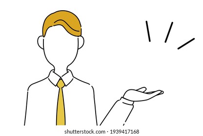 Ilustración de posición sin rostro, cuerpo superior del trabajador de oficina, guía