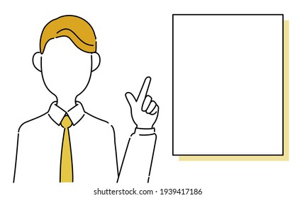 Ilustración de pose sin rostro, cuerpo superior del trabajador de oficina, señalando