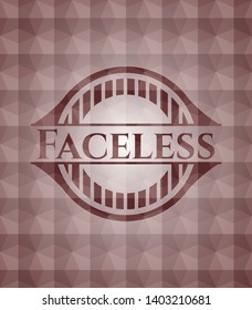 Faceless red badge with geometric pattern background. Seamless.