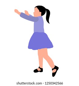  faceless silhouette of a child girl rejoices and dances