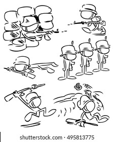 Faceless soldiers in army