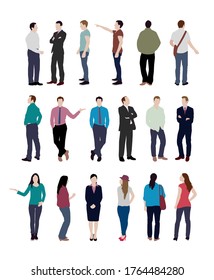 Faceless standing people vector illustration set