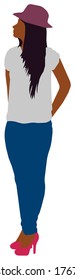 Faceless standing woman vector illustration (Black people)