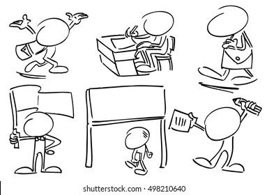 Faceless student characters 