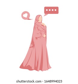 Faceless stylish hijab girl character illustration.