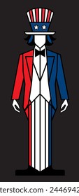 Faceless Uncle Sam in a Red, White and Blue Tux