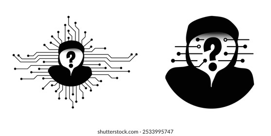 Sem rosto, ataque cibernético desconhecido. capacete de balaclava, criminosos mascaram roubar dados. Guerra híbrida e guerra, ataque DDoS. Hacker ou crime anônimo e cibernético. Criminosos que usam phishing roubam dados pessoais.