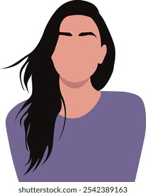 A Faceless vector illustration of a woman with long black hair