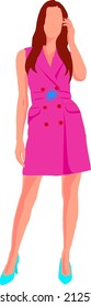 Faceless vector illustration of women wearing fashionable garments or dresses of various color and standing in a beautiful pose