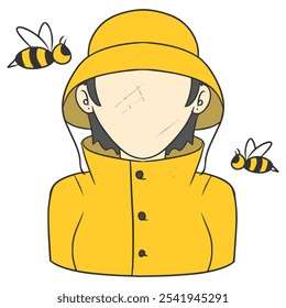 faceless woman beekeeper illustration hand drawn isolated vector
