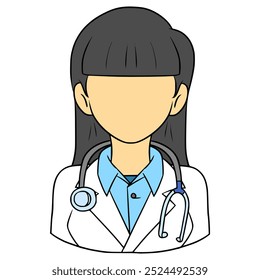 faceless woman doctor illustration hand drawn isolated vector