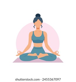 Faceless woman doing yoga lotus poses illustration