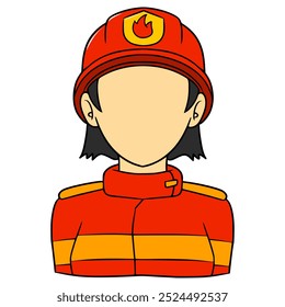 faceless woman firefighter illustration hand drawn isolated vector