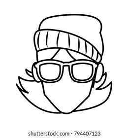 Faceless woman with glasses