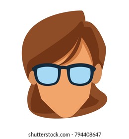 Faceless woman with glasses