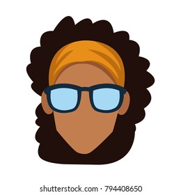 Faceless woman with glasses