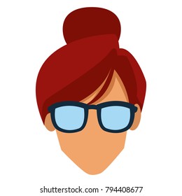 Faceless woman with glasses